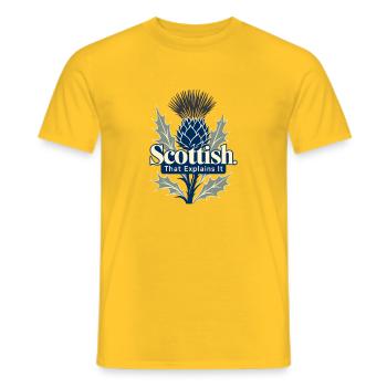 Scottish That Explains It Funny Scot Pride Thistle - Männer T-Shirt - Gelb - Vorne - AI Model Male 178 dark (178cm)