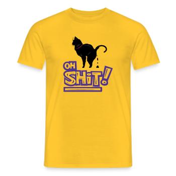 Kat Oh Shit Graffiti Exclamation - Men's T-Shirt - yellow - Front - AI Model Male 178 dark (178cm)