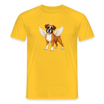 Boxer Dog Angel Wings Halo Keepsake - Men's T-Shirt - yellow - Front - AI Model Male 178 dark (178cm)