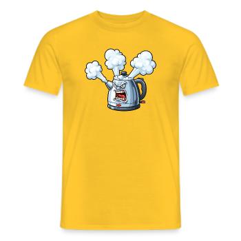 Dessin animé de la bouilloire en colère - T-shirt homme - jaune - Devant - AI Model Male 178 dark (178cm)