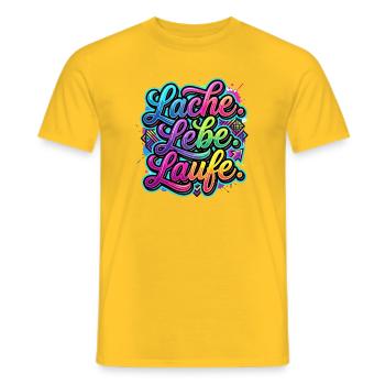 Lache Lebe Laufe Graffiti - Männer T-Shirt - Gelb - Vorne - AI Model Male 178 dark (178cm)