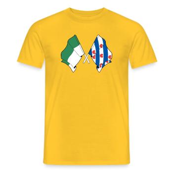 Vlieland & Friesland kreuzte Flaggen - Männer T-Shirt - Gelb - Vorne - AI Model Male 178 dark (178cm)