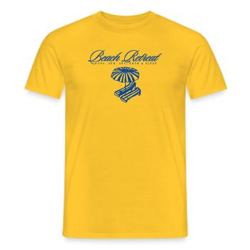 Beach Retreat Logo with Parasol - Men's T-Shirt - yellow - Front - AI Model Male 178 dark (178cm)