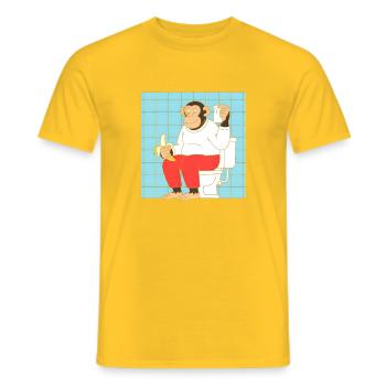 Affe auf Toilette mit Banane - Männer T-Shirt - Gelb - Vorne - AI Model Male 178 dark (178cm)