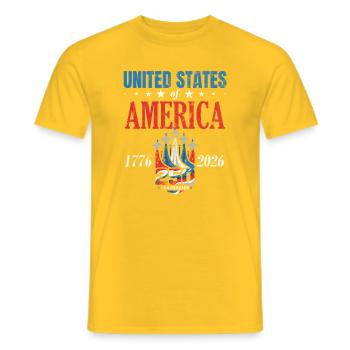 Conception du 250e anniversaire des États-Unis - T-shirt homme - jaune - Devant - AI Model Male 178 dark (178cm)