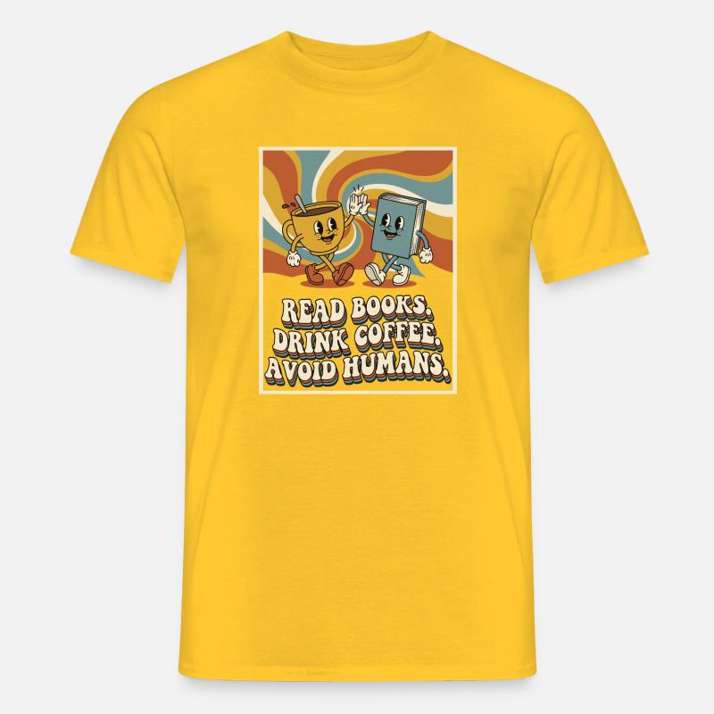 Introvertiert Leseratte Kaffee Bücher  - Männer T-Shirt - Gelb