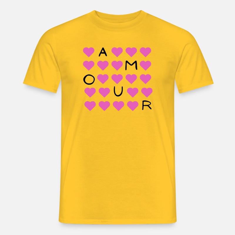 Rosa Herzgrid Muster - Männer T-Shirt - Gelb