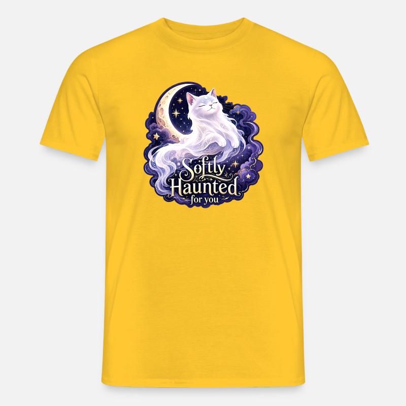 Sanft verfluchte weiße Mondkatze Gothic Celestial - Männer T-Shirt - Gelb