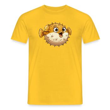 Bande dessinée du poisson-globe - T-shirt homme - jaune - Devant - AI Model Male 178 dark (178cm)
