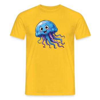 Dessin animé de la méduse bleue - T-shirt homme - jaune - Devant - AI Model Male 178 dark (178cm)