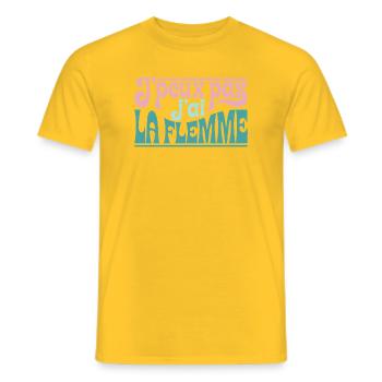 J'peux pas j'ai la flemme - T-shirt homme - jaune - Devant - AI Model Male 178 dark (178cm)