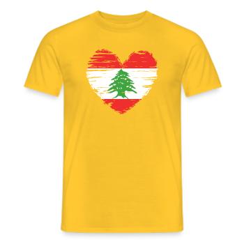 Flagge von Cedar Heart Libanon - Männer T-Shirt - Gelb - Vorne - AI Model Male 178 dark (178cm)