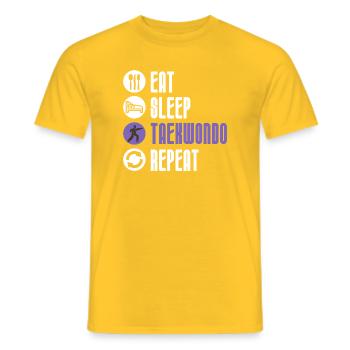 Mange, dors, Taekwondo, Répéte, Arts martiaux drôles - T-shirt homme - jaune - Devant - AI Model Male 178 dark (178cm)