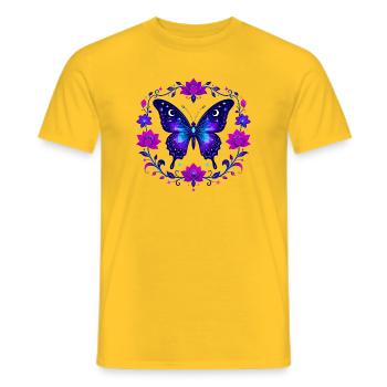 Noctilucent butterfly in lotus frame - Men's T-Shirt - yellow - Front - AI Model Male 178 dark (178cm)
