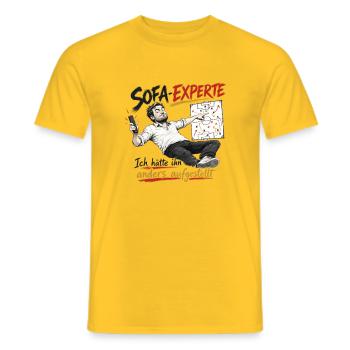 Sofa-Experte Strategie Humor - Männer T-Shirt - Gelb - Vorne - AI Model Male 178 dark (178cm)