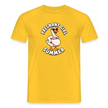 Fille enceinte, plage d’été, oie, drôle, S - T-shirt homme - jaune - Devant - AI Model Male 178 dark (178cm)