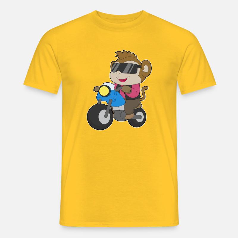 Affe Motorrad - Männer T-Shirt - Gelb