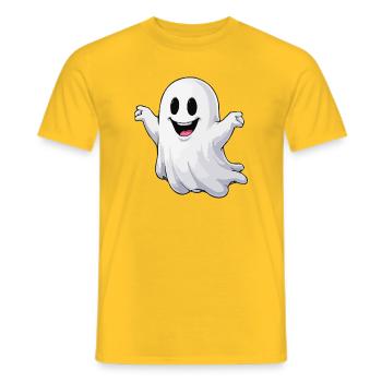 Cheerful Cartoon Ghost - Men's T-Shirt - yellow - Front - AI Model Male 178 dark (178cm)