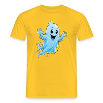 Cheerful Ghost Cartoon - Men's T-Shirt - yellow - Front - AI Model Male 178 dark (178cm)