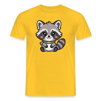 Kuschelraccoon mit Schal - Männer T-Shirt - Gelb - Vorne - AI Model Male 178 dark (178cm)