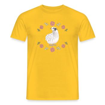 Vintage Wachtel Design mit Rosen - Männer T-Shirt - Gelb - Vorne - AI Model Male 178 dark (178cm)