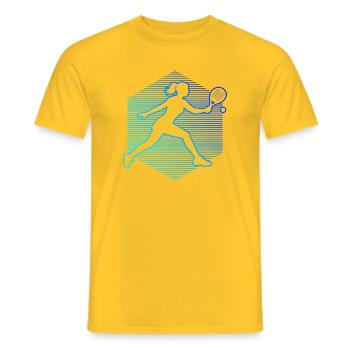 Padel Accessories Gift for Padel for Beginners Fans - Men's T-Shirt - yellow - Front - AI Model Male 178 dark (178cm)