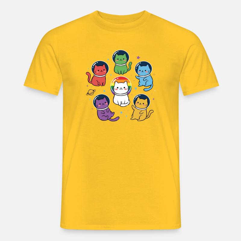 Pride-Monat LGBT – Rainbow Space Cats - Männer T-Shirt - Gelb