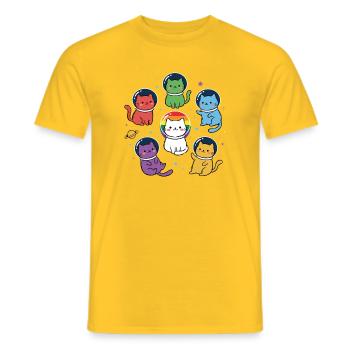 Pride Month LGBTQ - Rainbow Space Cats - Men's T-Shirt - yellow - Front - AI Model Male 178 dark (178cm)