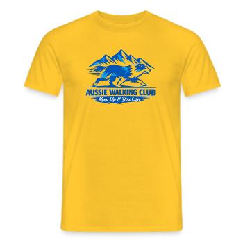 Aussie Walking Club Dog Walking - Men's T-Shirt - yellow - Front - AI Model Male 178 dark (178cm)