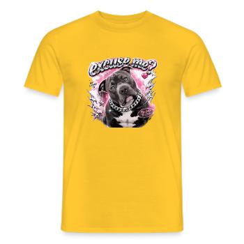American Bully Funny Dog Streetwear Design - Men's T-Shirt - yellow - Front - AI Model Male 178 dark (178cm)