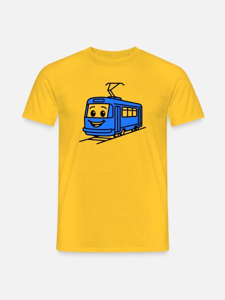 Straßenbahn-Cartoon - Männer T-Shirt - Gelb