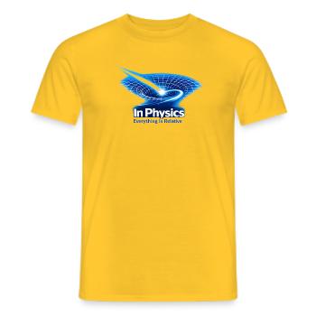 Alles ist Relativ – In Physics Design - Männer T-Shirt - Gelb - Vorne - AI Model Male 178 dark (178cm)