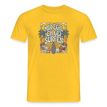 Mir Egal Ich Geh Surfen - Männer T-Shirt - Gelb - Vorne - AI Model Male 178 dark (178cm)