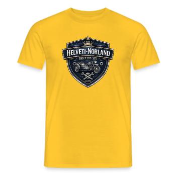 Helveti-Norland Motor OY - Leidenschaft seit 1955 - Männer T-Shirt - Gelb - Vorne - AI Model Male 178 dark (178cm)