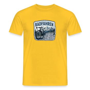 Radfahren – Meine Freiheit - Männer T-Shirt - Gelb - Vorne - AI Model Male 178 dark (178cm)