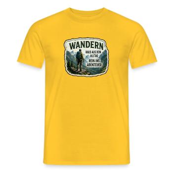 Wandern – Raus aus dem Alltag - Männer T-Shirt - Gelb - Vorne - AI Model Male 178 dark (178cm)