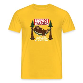 Bigfoot Grandpa Warning May Nap Suddenly at Any - Men's T-Shirt - yellow - Front - AI Model Male 178 dark (178cm)