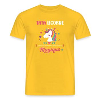 Tata Licorne Magique - T-shirt homme - jaune - Devant - AI Model Male 178 dark (178cm)