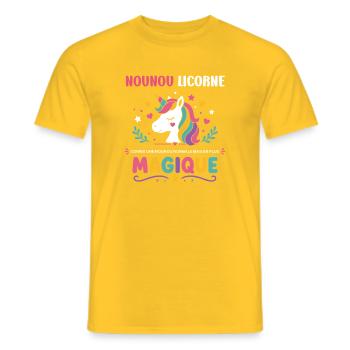 Nounou Licorne Magique - T-shirt homme - jaune - Devant - AI Model Male 178 dark (178cm)