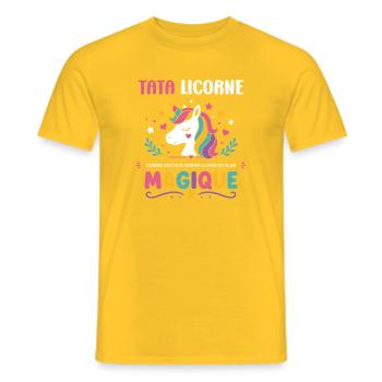 Tata Licorne Magique - T-shirt homme - jaune - Devant - AI Model Male 178 dark (178cm)