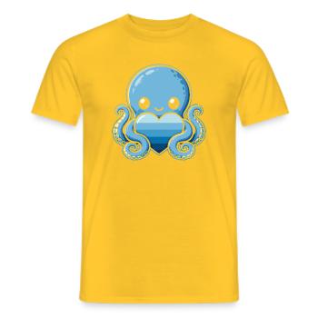 Blue Heart Octopus - Men's T-Shirt - yellow - Front - AI Model Male 178 dark (178cm)