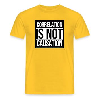 Correlation Is Not Causation Nerd Science - Men's T-Shirt - yellow - Front - AI Model Male 178 dark (178cm)