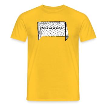 Goal net motif: This is a goal - Men's T-Shirt - yellow - Front - AI Model Male 178 dark (178cm)