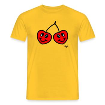 Zwillinge Kirschen groß - Männer T-Shirt - Gelb - Vorne - AI Model Male 178 dark (178cm)