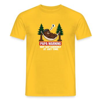 Papa Bear Warning May Nap Suddenly At Any Time - Men's T-Shirt - yellow - Front - AI Model Male 178 dark (178cm)