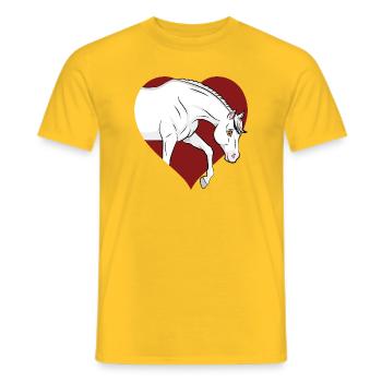Un dessin manga d'un cheval Abbayan et un coeur - T-shirt homme - jaune - Devant - AI Model Male 178 dark (178cm)