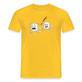 Motif comique Drôle de guimauves en fuite - T-shirt homme - jaune - Devant - AI Model Male 178 dark (178cm)