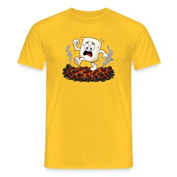 Marshmallow läuft über glühende Kohlen - Männer T-Shirt - Gelb - Vorne - AI Model Male 178 dark (178cm)