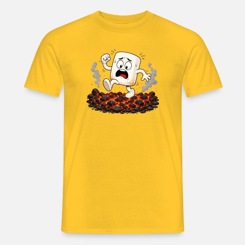 Marshmallow läuft über glühende Kohlen - Männer T-Shirt - Gelb