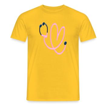 Pink Heart Stethoscope - Men's T-Shirt - yellow - Front - AI Model Male 178 dark (178cm)